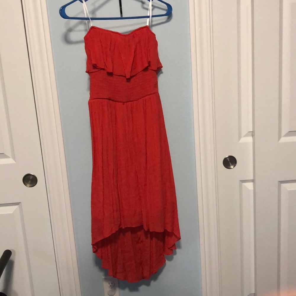 Burnt orange hi low dress